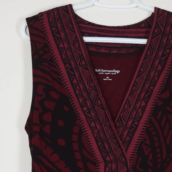 Soft Surroundings Red Wine Print Dress XS - Picture 3 of 3